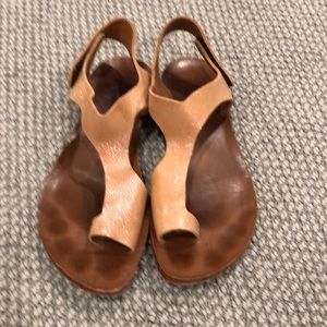 Tan with sparkles gold leather sandals